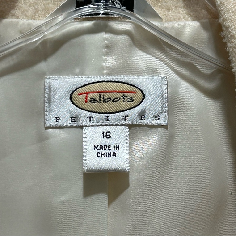 Talbots Winter White Nubby Wool Lined Blazer, Classic Cottage Core - Size 16 - Picture 3 of 11